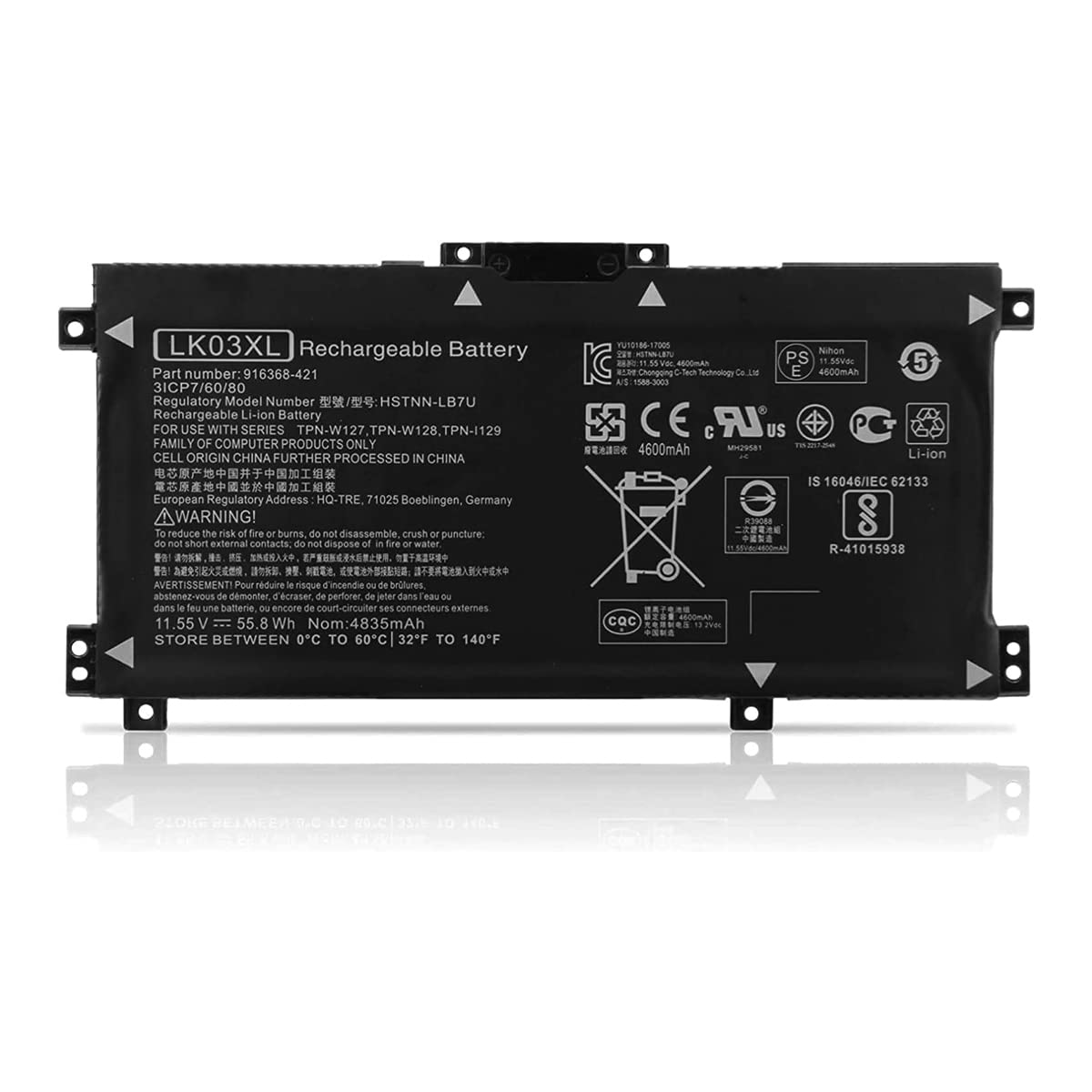 7xinbox 11.55V 55.8Wh LK03XL HSTNN-LB7U 916368-421 916368-541 916814-855 TPN-W127 TPN-W128 TPN-1129 HSTNN-UB7I Laptop Battery compatible with HP x360 Convertible-PC 15 15m PC 17 (Touch)