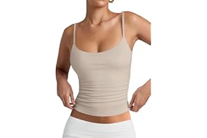 PINKMSTYLE Women's Basic Double Lined Scoop Neck Tank Tops Adjustable Cami Tank Summer Sleeveless Tops