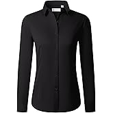 siliteelon Button Down Shirts for Women Long Sleeve Dress Shirts Wrinkle Free Collared Work Office Solid Blouses Tops