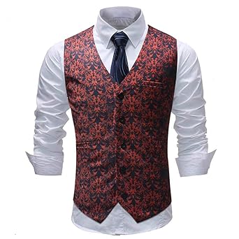 Sannysis Anzugweste Herren Herbst Winter Freizeit Bunter Druck Anzug Weste Slim Fit Elegant Weste Jacke Suits