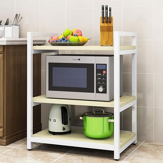 ZXCC Madera Microondas para Cocinas con Almacenamiento, Metálico ...