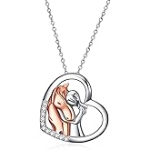 YFN Horse Pendant Necklace Jewelry 925 Sterling Silver Women Embrace Horse Gift For Women