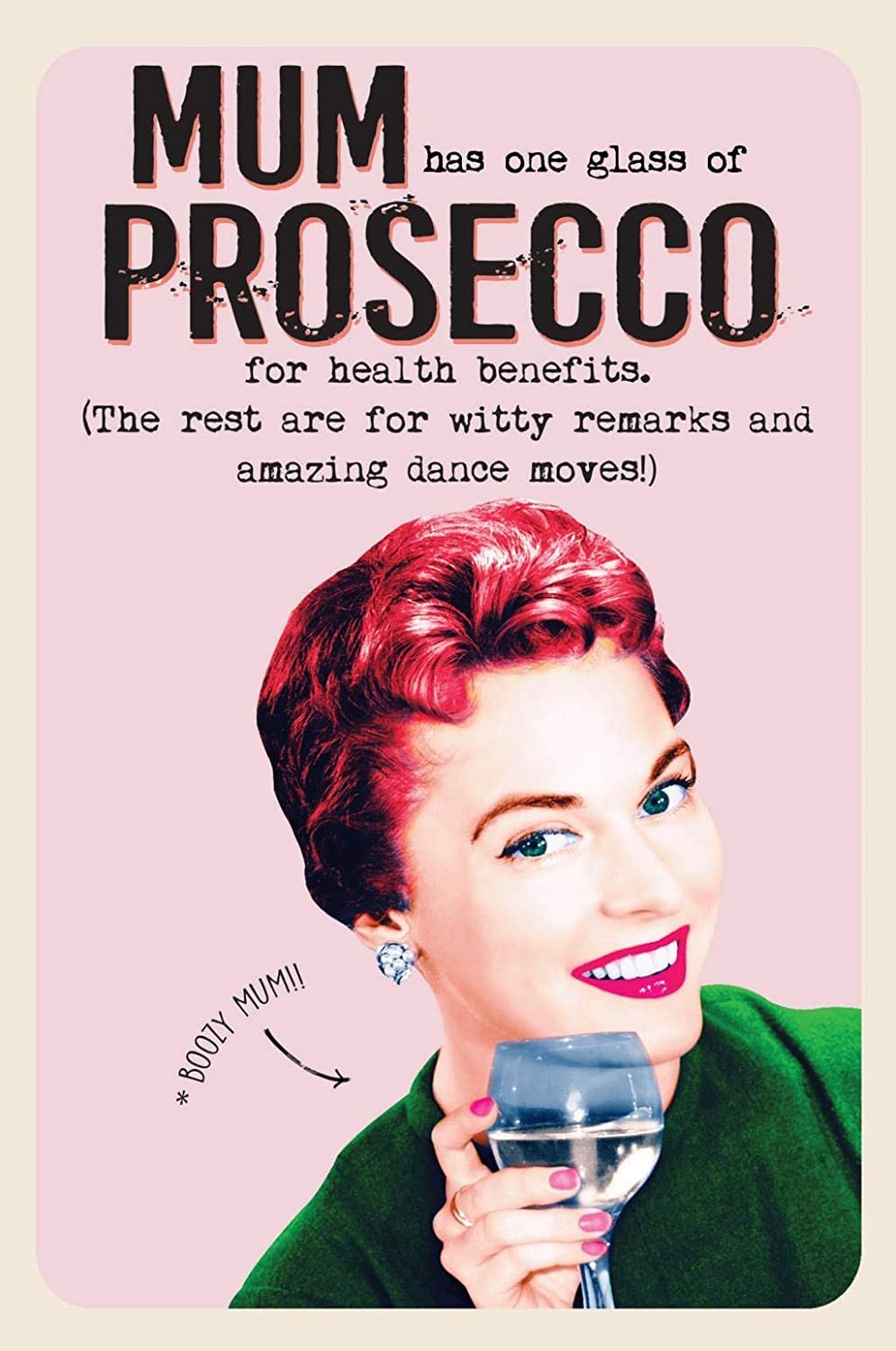 Emotional Rescue Funny Mother's Day Card For Mum, Mum Has One Glass of Prosecco …, Mothers Day Card, Pink