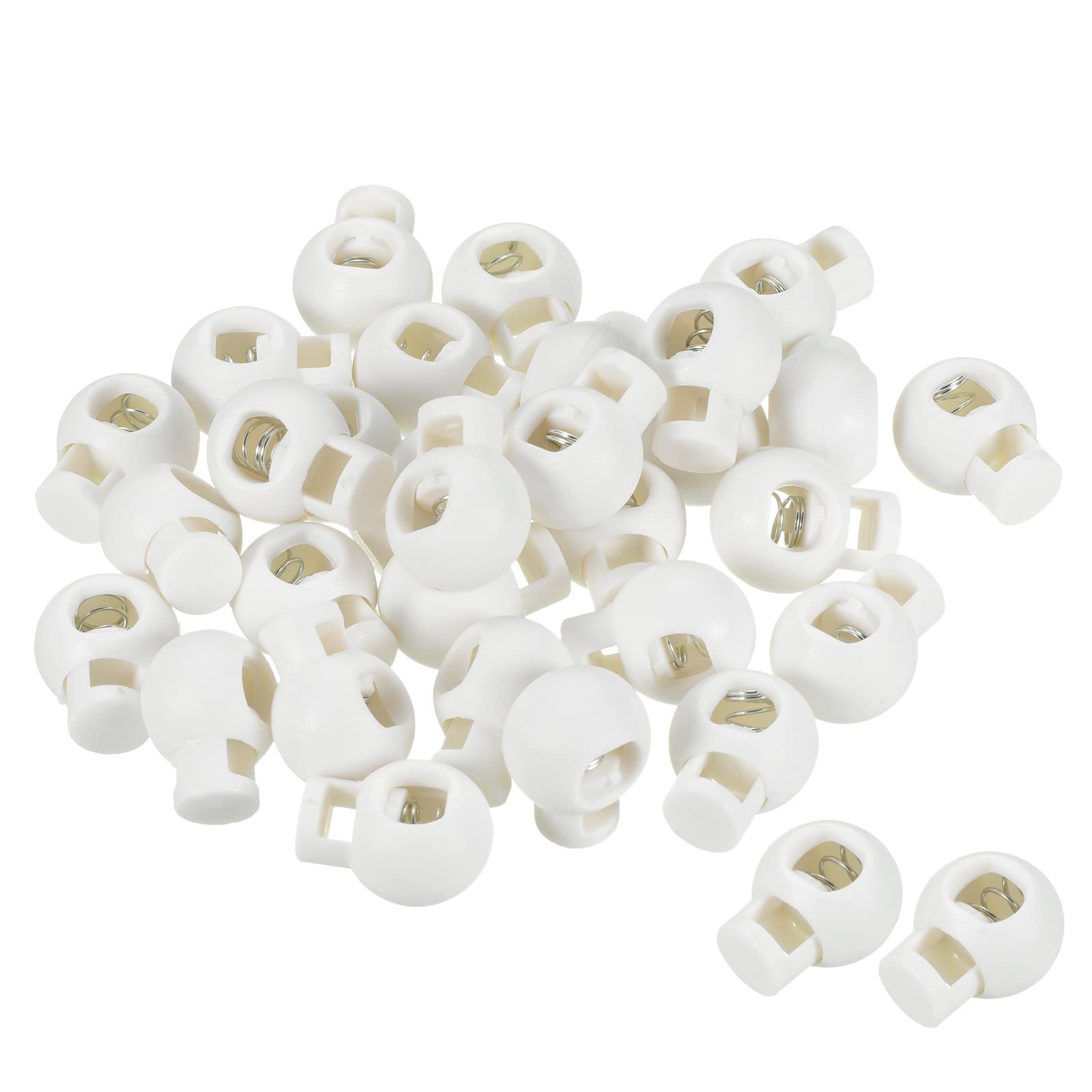 PATIKIL Cord Locks, 30 Pack Ball Spring Toggle Stopper for Drawstring Bag Shoelaces, White