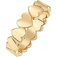 PAVOI 14K Gold Plated Heart Stackable Rings for Women | Love Valentines Statement Chunky Signet Ring Band | Friendship Rings