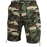WDIRARA Men's Camo Print Cargo Shorts Elastic Waist Flap Pocket Bermuda Shorts Streetwear