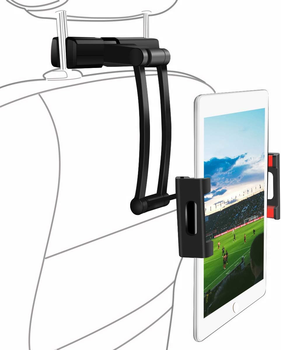 SAWAKE Car Headrest Mount Universal Car Tablet Phone Stand Holder Bracket Adjustable 360ยฐ Rotation for 5''-14'' for iPad Pro,iPad Mini, Samsung, Tablets, Telephone, Kindle, E-Reader and Other Devices