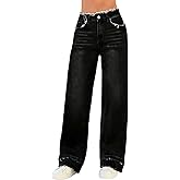 LONGYIDA Baggy Jeans for Women Y2K Stretch High Waisted Straight Wide Leg Denim Jeans Trousers