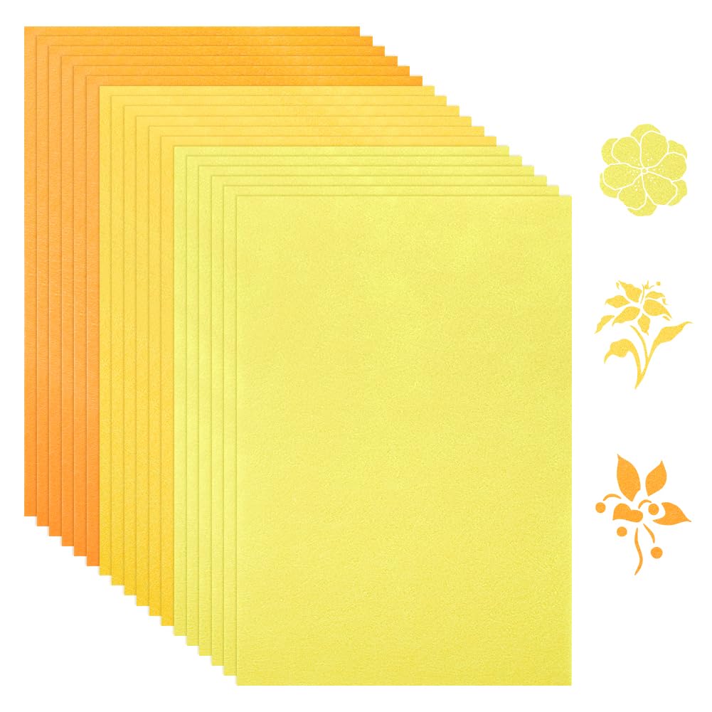 GORGECRAFT 18Pcs 3 Colors Felt Fabric Sheets 0.5mm Thick Soft Nonwoven Squares Pre-Cut Sewing Felt Fleece Pack for Art DIY Crafts Patchwork Projects Gold Yellow Orange 30 x 20cm