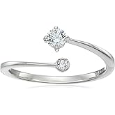 Amazon Essentials Platinum-Plated Sterling Silver Infinite Elements Cubic Zirconia 2-Stone Round Ring , (previously Amazon Collection)