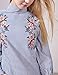 StarDream Striped Embroidered Flowers High Neck Blouse Women Vintage Casual Shirt Tops