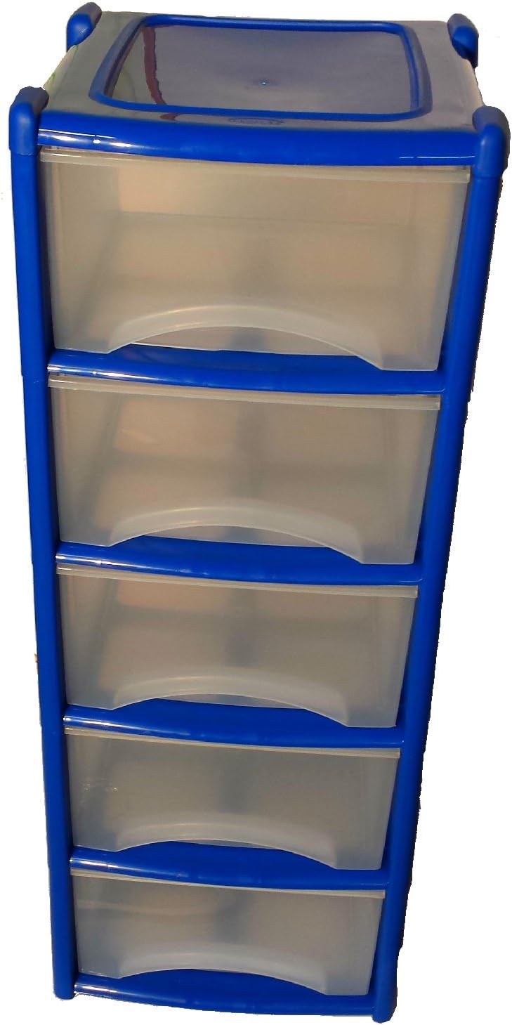 NEW!! PRODUCT BLUE DEEP PLASTIC DRAWERS 5 HIGH MADE IN UK