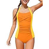 SEYOUAG Girls Swimsuit One-Piece Tie-Back Color Block Halter Neck Girls Bathing Suits 7-16T
