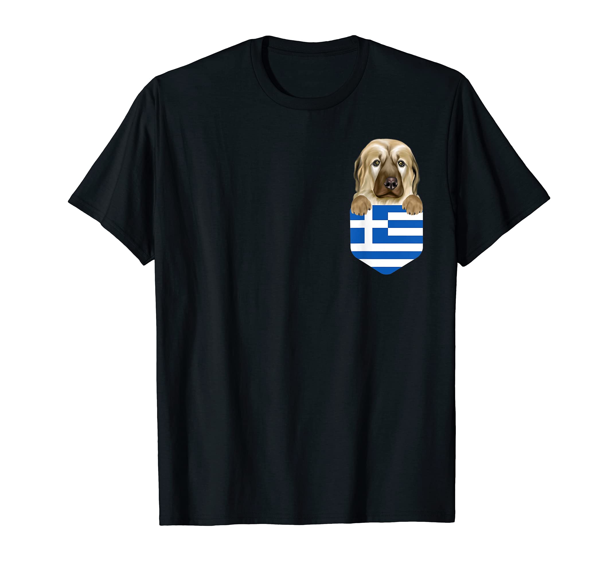 Greece Flag Anatolian Shepherd Dog Dog In Pocket T-Shirt
