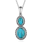 Genuine Turquoise Necklaces for Women 925 Sterling Silver Western Necklace Vintage Nature Gemstone Real Western Jewelry for Women