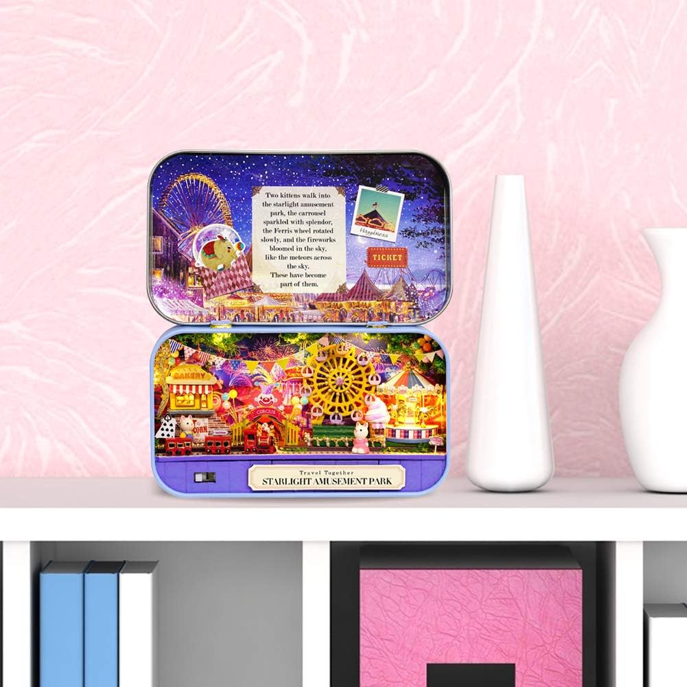 A Domybestshop Diy Wooden Doll House Handcraft Miniature Kit Mini Doll House With Led Lights Play