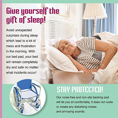 2 Pack Waterproof Incontinence Bed Pads Mattress and Chair Protective