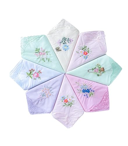 CoCoUSM Womens Handkerchiefs Lace Embroidered Cotton Handkerchiefs