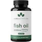 Luma Nutrition Omega 3 Fish Oil Supplement 2500mg - 60 Softgels