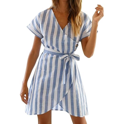 blue wrap mini dress