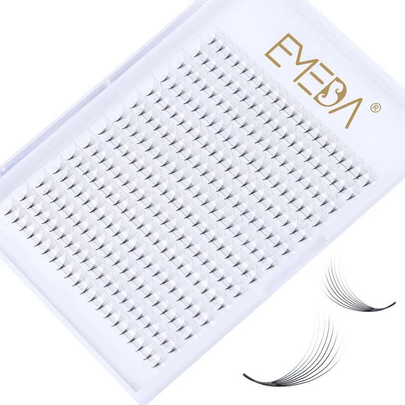 EMEDA 8D Pre made Fan Eyelash Extensions 12mm D curl 0.07mm 8D Russian Volume Lash Extensions Premade Lash Fans 8D Cluster Lashes 0.07 D (8D 0.07-D-12mm)