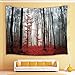 Forest Decor Tapestry By JAWO Horror Gothic Red Forest Wall Art Hanging for Bedroom Living Room Dorm 71X60Inches Wall Blankets