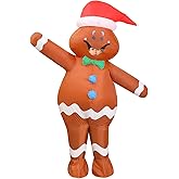 OVIFM Gingerbread Man Costume Kids 9-12,Inflatable Halloween Christmas Character Costumes,Funny Blow Up Onesies Ginger Bread