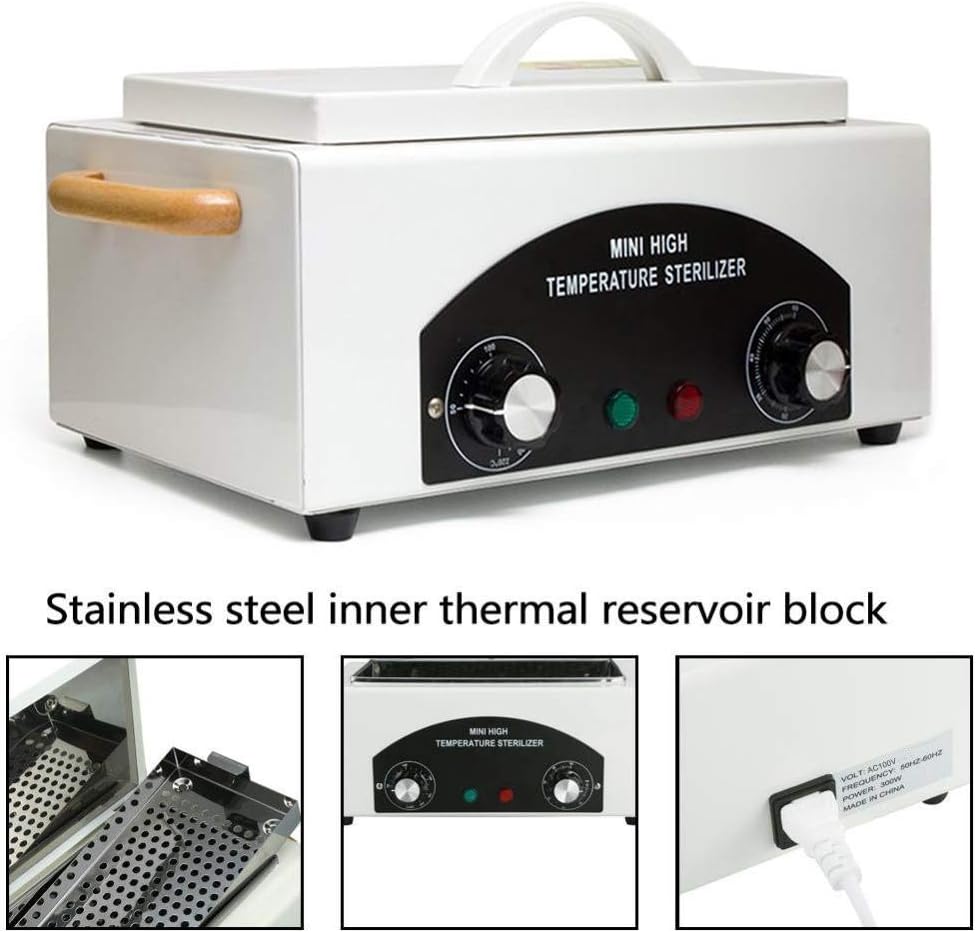 Soiiw CH-360T Heat Sterilizer 300W 1.5L w/Timer Disinfection Box Manicure Pedicure SPA Salon Equipment for Sundry Beauty Hair Nail Metal Tools with Handle: Home & Kitchen