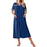 Ekouaer Women Zipper Robes Knit Short Sleeve House Coat Soft Bathrobe Full Length Housecoat Dressing Gown with Pockets