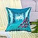 Play Tailor Sequin Pillow Cover Cushion Covers 16x16in Flip Sequins Decorative Throw Pillow Case, Teal Blue and Fushia