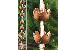 Ancient Graffiti Lily Cup Rain Chain, Copper Plated