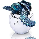 YU FENG Hatching Turtle Trinket Box Hinged Crystals Bejeweled Enameled Vintage Animal Jewelry Ring Holder Box Collectible