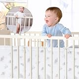 Aolso Cot Bumper 2Pcs Breathable Mesh Crib Rail Cover 340x30cm 160x30cm Rocket view 5