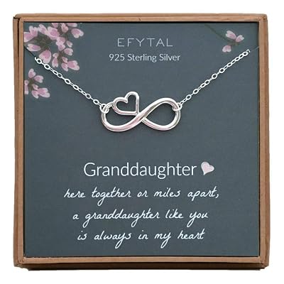 EFYTAL Gift for Granddaughter, 925 Sterling Silver Infinity with Heart Necklace from Grandmother, Gifts for Girls, Best Birthday Gift Ideas, Pendant Jewelry Necklaces, Graduation Grad
