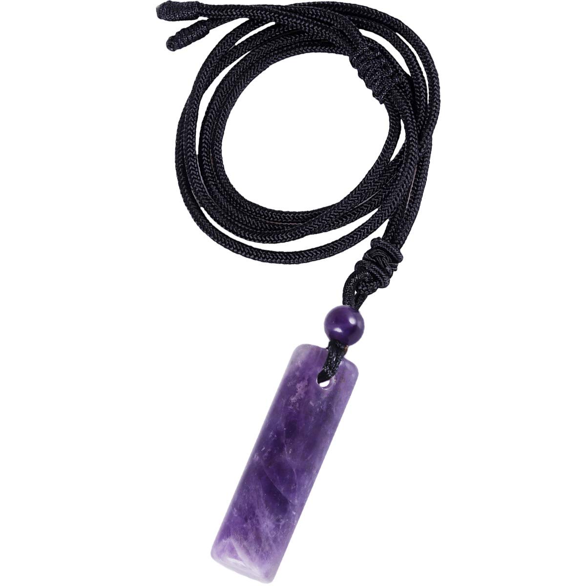 Nupuyai Amethyst Healing Crystal Cylinder Necklace for Women Men, Reiki Chakra Energy Pendant with Adjustable Cord 68cm
