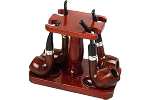 FHUILI Wooden Tobacco Stand Pipe Display Rack - Handmade from Rosewood Smoking Pipe Stand - Tobacco Pipe Stand Rack Holder Display Stands for 4 Tobacco Smoking Pip