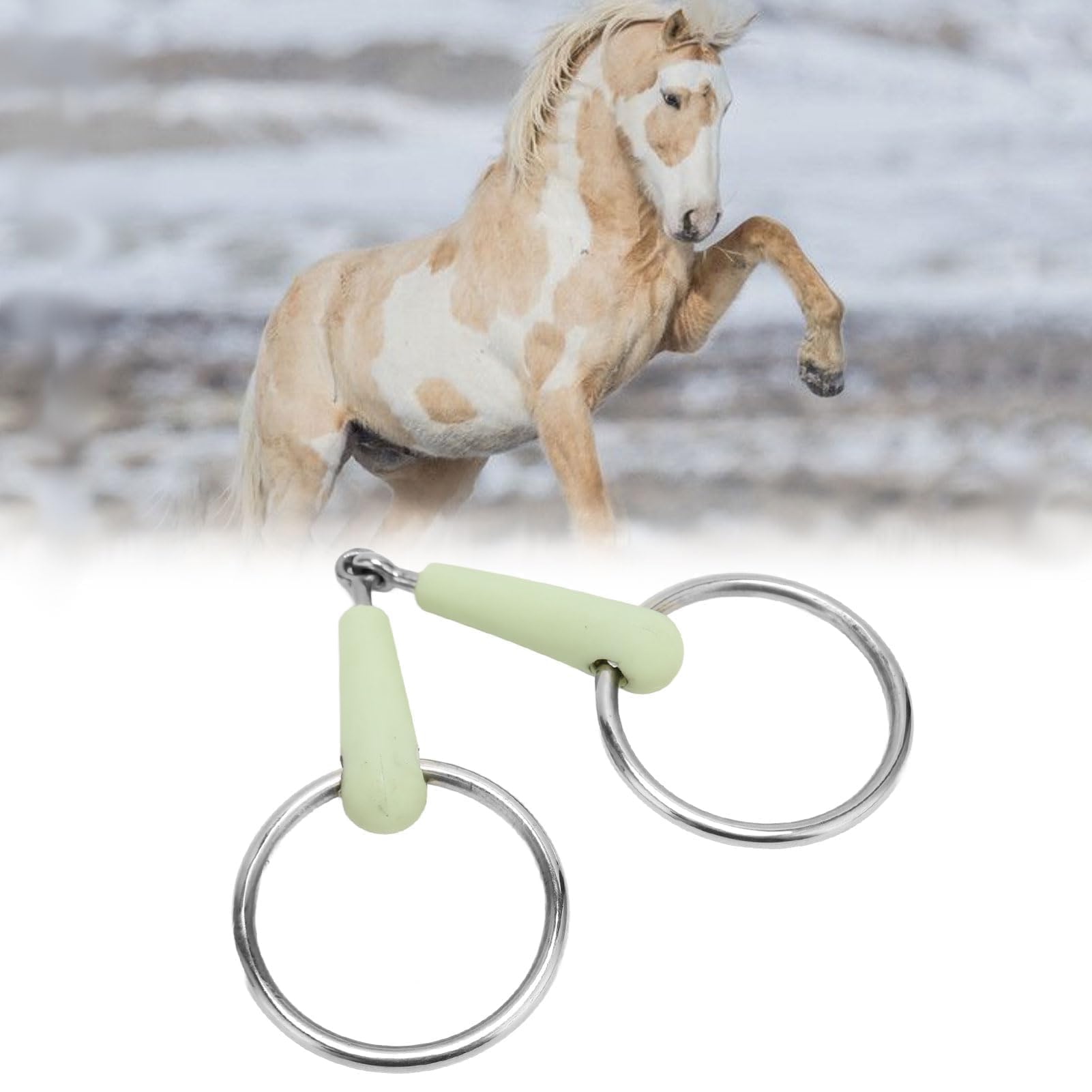 BAOFUYA Horse Snaffle Bit, Rubber Wrapped Stainless Steel Loose Ring Mouth Bit with Flavour for Horse Training and Riding