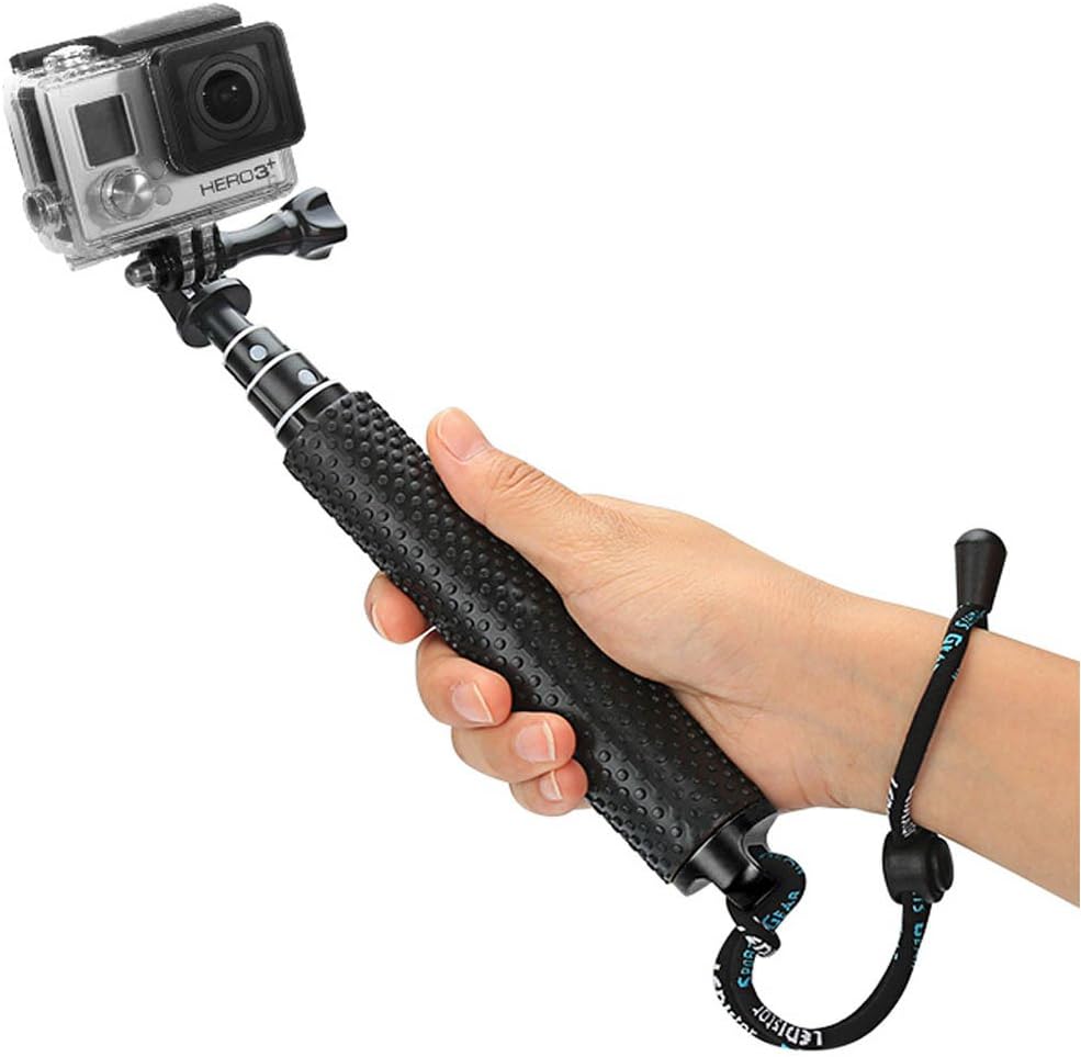 Foretoo Selfie Stick for GoPro,19”Waterproof Hand Grip Adjustable Extension Monopod Pole for Gopro Hero 6 5 4 3+3 2 1 AKASO, Xiaomi Yi,SJCAM SJ4000 SJ5000 (with Wrist Strap and Screw) (19"Stick Black)