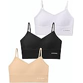 Livona 3 Pack Training Bras for Girls - Sports, Fitness, Padded Everyday Bralette, Crop Cami Tank Top (6-14)