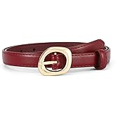 CORAID Thin Belt for Women Jeans Faux Leather Ladies Skinny Waist Belts for Dresses Pants with Trendy Gold/Silver Buckle