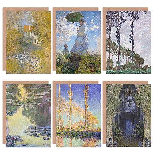 Artery8 Claude Monet Poplars Apartment Lillies Geese Fine Art Greeting Card Pack of 6