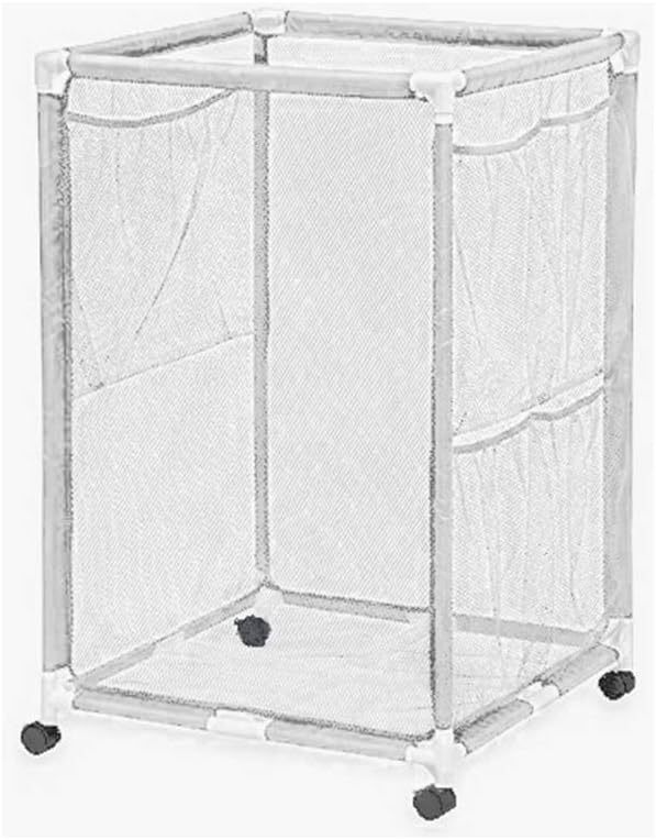 Essentially Yours Rolling Pool Storage Organizer Bin, Large, 24"x 24"x 42", Blue Mesh/White PVC : Garden & Outdoor