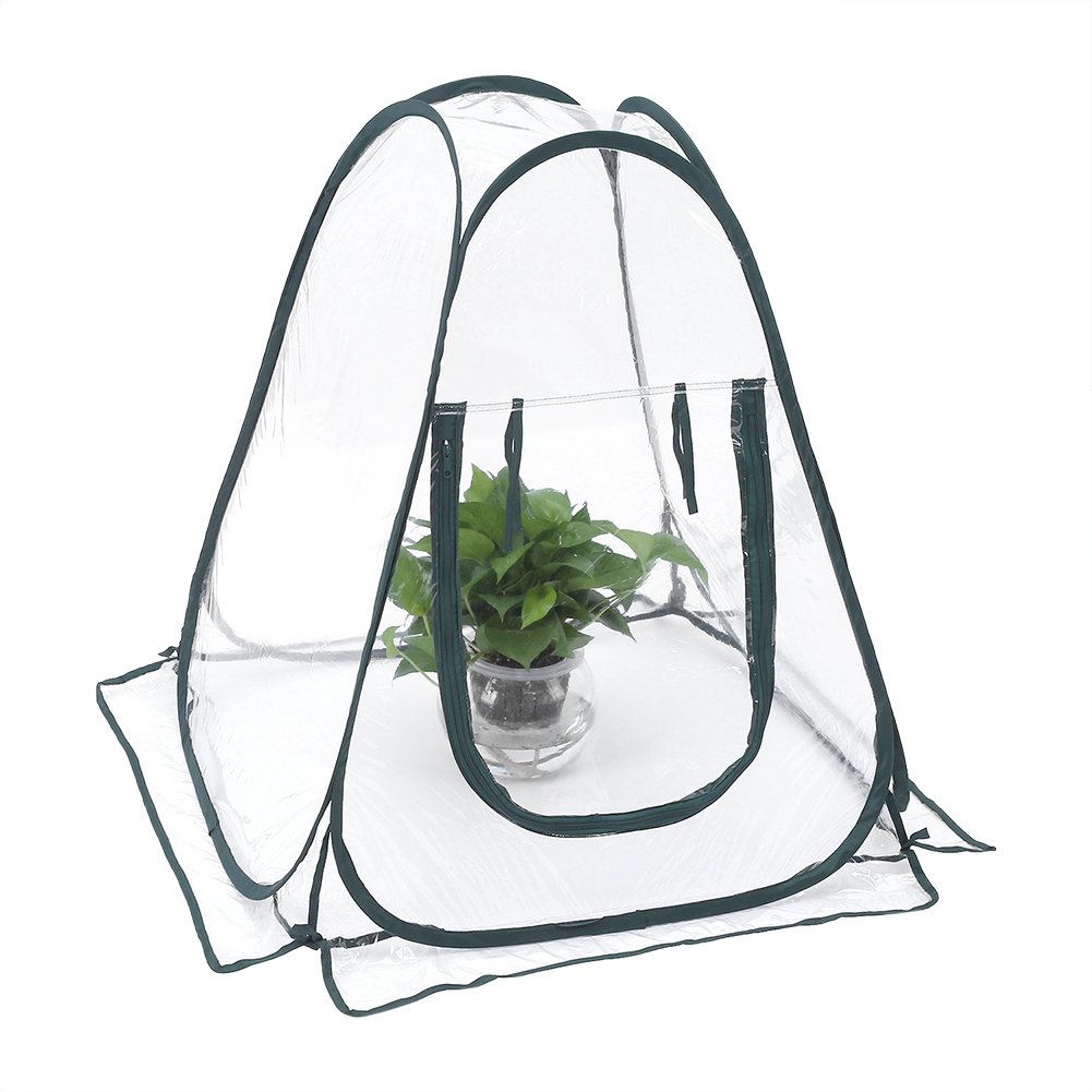 Mini Greenhouse Pop Up Greenhouse Waterproof Garden Plants & Flowers Cover Tent Transparent PVC Greenhouse Waterproof Winter Plant Green House for Yard Garden Plant(70x70x80cm)