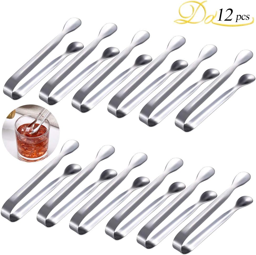 Sugar Tongs, Dayree 12pcs Stainless Steel Mini Serving Ice Tongs Heavy Duty Candy Tongs for Tea Party Coffee Bar Kitchen