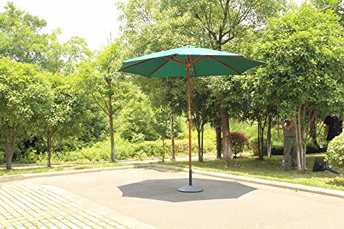 9' Wooden Patio Umbrella Garden Umbrella Sun Shade Outdoor Cafe Beach Parasol with Olefin Fabric - Thumbnail 5