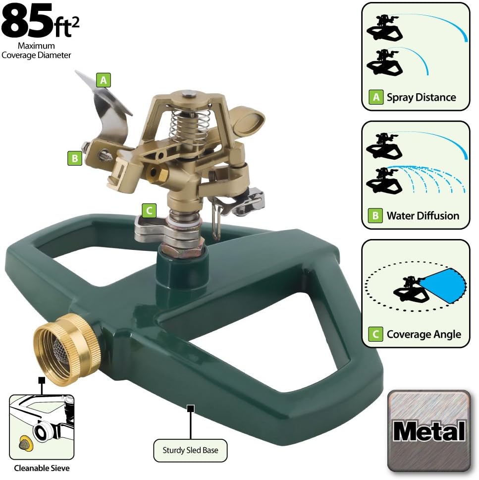 Melnor 3900H Impact Lawn Sprinkler, Basic, Metal Base : Pulsator Lawn And Garden Sprinklers : Garden & Outdoor