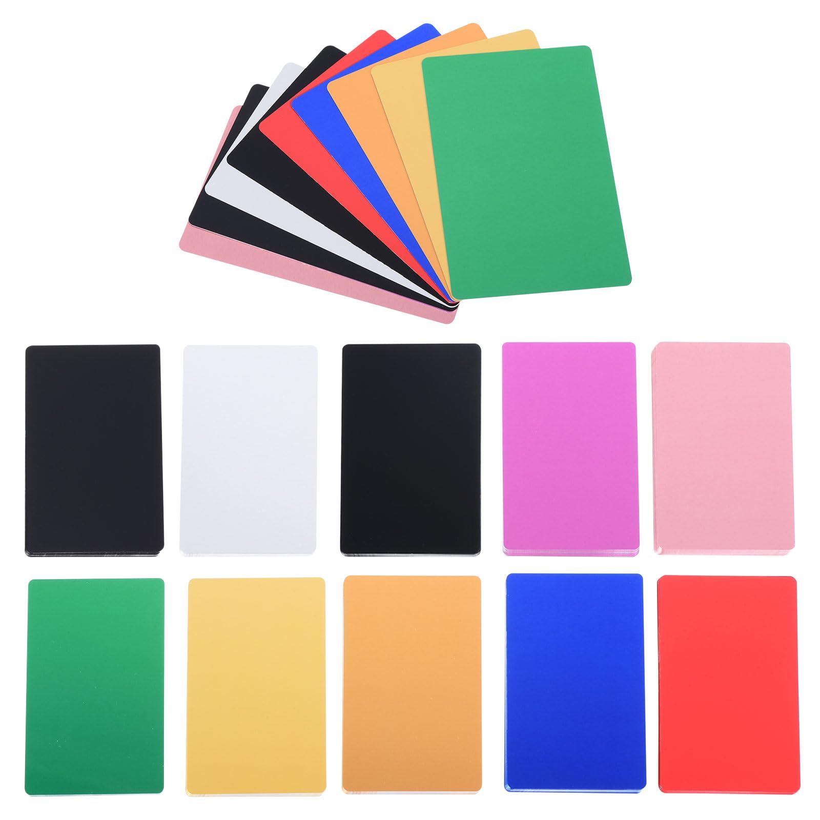 PATIKIL 200 Pack Metal Business Cards Blank, 0.21mm Thick 3.4x2.1 Inch Aluminum Laser Engrave Printable Name Card for Custom DIY, 10 Colors