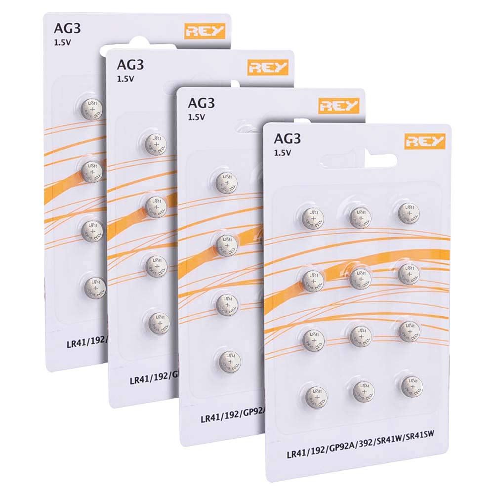 Pack of 48 AG3 1.5 V Lithium Alkaline Button Batteries, LR41, 192, GP92A, 392, SR41W, SR41SW