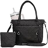 SMONT Tote Bag for Women Large, Quilted Puffer Work Bag with 2 Compartments, Lightweight Laptop Purse