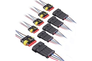 QOFOWIN 4 Pin Connector Waterproof,4Pin Way Car Electrical Connector,with Wire 16 AWG Marine for Car,Truck,Boat,Motorcycle and Other Wire Connections. (5pairs)